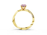 Yellow gold Fancy Pink Emerald Cut Diamond Engagement Ring with Side Stone Accents and Four-Prong Setting_75