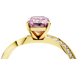 Yellow gold Fancy Pink Emerald Cut Diamond Engagement Ring with Side Stone Accents and Four-Prong Setting_76