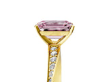 Yellow gold Fancy Pink Emerald Cut Diamond Engagement Ring with Side Stone Accents and Four-Prong Setting_77