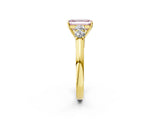 Yellow gold Fancy Pink Emerald  Cut Diamond Five-Stone Prong Set White Gold Ring_33