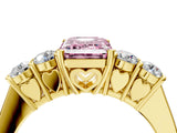Yellow gold Fancy Pink Emerald  Cut Diamond Five-Stone Prong Set White Gold Ring_35