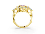 Yellow gold Fancy Pink Emerald Cut Diamond Halo Ring with Pavé Band and Four-Prong Setting_45
