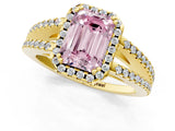 Yellow gold Fancy Pink Emerald Cut Diamond Halo Split Shank Engagement Ring_40
