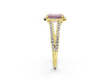 Yellow gold Fancy Pink Emerald Cut Diamond Halo Split Shank Engagement Ring_41