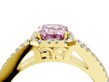 Yellow gold Fancy Pink Emerald Cut Diamond Halo Split Shank Engagement Ring_43