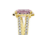 Yellow gold Fancy Pink Emerald Cut Diamond Halo Split Shank Engagement Ring_44