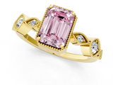 Yellow gold Fancy Pink Emerald  Cut Diamond Milgrain Marquise Band with Prong Setting_4