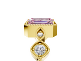 Yellow gold Fancy Pink Emerald  Cut Diamond Milgrain Marquise Band with Prong Setting_8