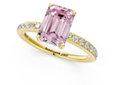 Yellow gold Fancy Pink Emerald  Cut Diamond Pavé Band Ring with Four-Prong Setting_17