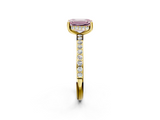 Yellow gold Fancy Pink Emerald  Cut Diamond Pavé Band Ring with Four-Prong Setting_18