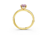 Yellow gold Fancy Pink Emerald  Cut Diamond Pavé Band Ring with Four-Prong Setting_19