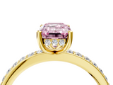 Yellow gold Fancy Pink Emerald  Cut Diamond Pavé Band Ring with Four-Prong Setting_20