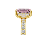 Yellow gold Fancy Pink Emerald  Cut Diamond Pavé Band Ring with Four-Prong Setting_21