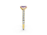 Yellow gold Fancy Pink Emerald Cut Diamond Pavé Band Solitaire Ring with Prong Setting_66