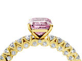Yellow gold Fancy Pink Emerald Cut Diamond Pavé Band Solitaire Ring with Prong Setting_68