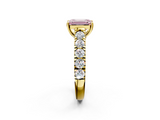 Yellow gold Fancy Pink Emerald  Cut Diamond Pavé Band Solitaire with Four-Prong Setting_5