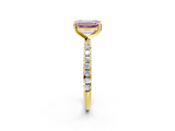 Yellow gold Fancy Pink Emerald  Cut Diamond Pavé Band Solitaire with Four-Prong Setting_5