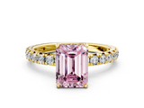 Yellow gold Fancy Pink Emerald  Cut Diamond Pavé Band with Four-Prong Setting_34