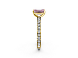 Yellow gold Fancy Pink Emerald  Cut Diamond Pavé Band with Four-Prong Setting_36