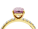Yellow gold Fancy Pink Emerald  Cut Diamond Pavé Band with Four-Prong Setting_38