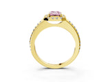Yellow gold Fancy Pink Emerald Cut Diamond Pavé Halo Ring with Four-Prong Setting_39