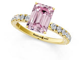 Yellow gold Fancy Pink Emerald Cut Diamond Pavé Solitaire Engagement Ring with Four-Prong Setting_54