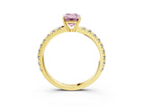 Yellow gold Fancy Pink Emerald Cut Diamond Pavé Solitaire Engagement Ring with Four-Prong Setting_56