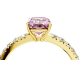 Yellow gold Fancy Pink Emerald Cut Diamond Pavé Solitaire Engagement Ring with Four-Prong Setting_57