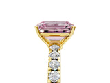 Yellow gold Fancy Pink Emerald Cut Diamond Pavé Solitaire Engagement Ring with Four-Prong Setting_58