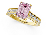 Yellow gold Fancy Pink Emerald  Cut Diamond Pave Band with Four-Prong Setting_21