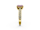 Yellow gold Fancy Pink Emerald  Cut Diamond Pave Band with Four-Prong Setting_22