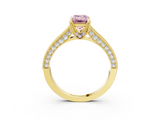 Yellow gold Fancy Pink Emerald  Cut Diamond Pave Band with Four-Prong Setting_23