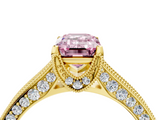 Yellow gold Fancy Pink Emerald  Cut Diamond Pave Band with Four-Prong Setting_24