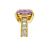 Yellow gold Fancy Pink Emerald  Cut Diamond Pave Band with Four-Prong Setting_25