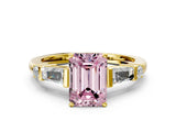 Yellow gold Fancy Pink Emerald  Cut Diamond Ring with Baguette Side Stones, Channel Set Band, and Four-Prong Setting_24