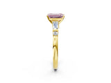 Yellow gold Fancy Pink Emerald  Cut Diamond Ring with Baguette Side Stones, Channel Set Band, and Four-Prong Setting_26