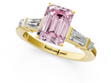 Yellow gold Fancy Pink Emerald  Cut Diamond Ring with Baguette Side Stones, Channel Set Band, and Four-Prong Setting_4