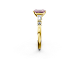 Yellow gold Fancy Pink Emerald  Cut Diamond Ring with Baguette Side Stones, Channel Set Band, and Four-Prong Setting_5