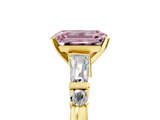 Yellow gold Fancy Pink Emerald  Cut Diamond Ring with Baguette Side Stones, Channel Set Band, and Four-Prong Setting_8