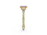 Yellow gold Fancy Pink Emerald  Cut Diamond Ring with Pavé Band and Four-Prong Setting_38