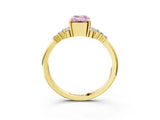 Yellow gold Fancy Pink Emerald Cut Diamond Ring with Side Stones and Four-Prong Setting_101