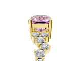 Yellow gold Fancy Pink Emerald Cut Diamond Scattered Round Accent Ring with Prong Setting_17