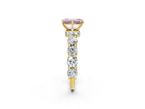 Yellow gold Fancy Pink Emerald Cut Diamond Side Stone Engagement Ring with Four-Prong Setting_26