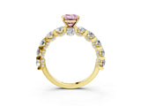 Yellow gold Fancy Pink Emerald Cut Diamond Side Stone Engagement Ring with Four-Prong Setting_27