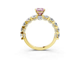 Yellow gold Fancy Pink Emerald Cut Diamond Side Stone Engagement Ring with Four-Prong Setting_39