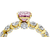 Yellow gold Fancy Pink Emerald Cut Diamond Side Stone Engagement Ring with Four-Prong Setting_40