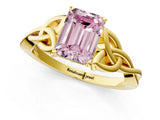 Yellow gold Fancy Pink Emerald Cut Diamond Solitaire Celtic Knot Ring with Four-Prong Setting_58
