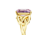 Yellow gold Fancy Pink Emerald Cut Diamond Solitaire Celtic Knot Ring with Four-Prong Setting_62