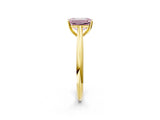 Yellow gold Fancy Pink Emerald Cut Diamond Solitaire Engagement Ring with Cathedral Setting and Four-Prong Mount_113