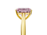 Yellow gold Fancy Pink Emerald Cut Diamond Solitaire Engagement Ring with Cathedral Setting and Four-Prong Mount_116